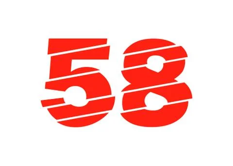 Modern Red 58 Number Design Vector Illustration. Numeral Vector Trendy Flat Stock Illustration