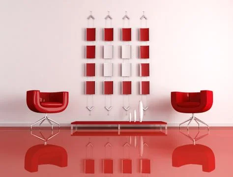 Modern red and white interior Stock Illustration