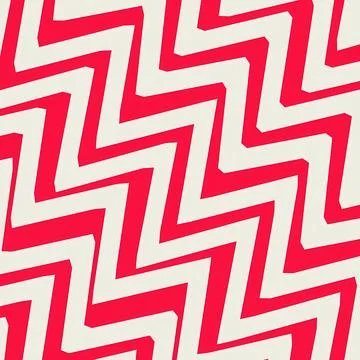Modern Red and Off-White Tilted Zigzag Geometric Pattern Background - Abstract Stock Illustration