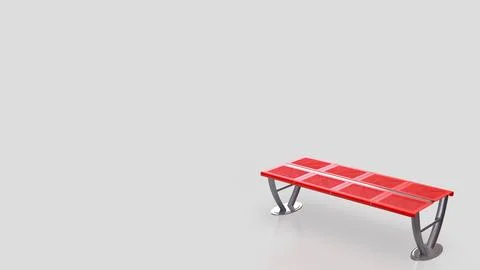 Modern Red Bench With Copy Space 3d render. Illustrazione stock