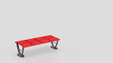 Modern Red Bench With Copy Space 3d render. Illustrazione stock
