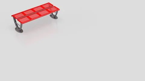 Modern Red Bench With Copy Space 3d render. Stockillustratie