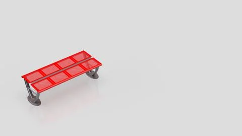 Modern Red Bench With Copy Space 3d render. イラスト素材