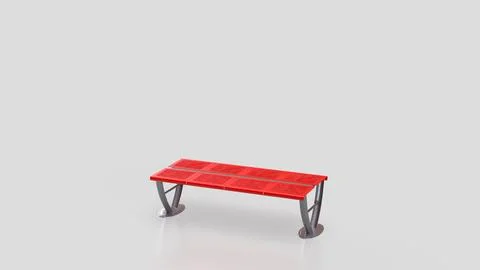 Modern Red Bench With Copy Space 3d render. Illustrazione stock