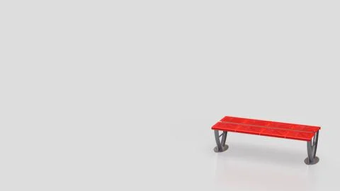 Modern Red Bench With Copy Space 3d render. Stockillustratie