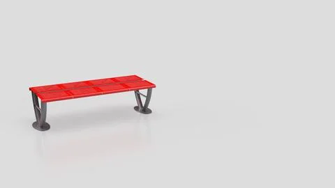 Modern Red Bench With Copy Space 3d render. Stock Photos