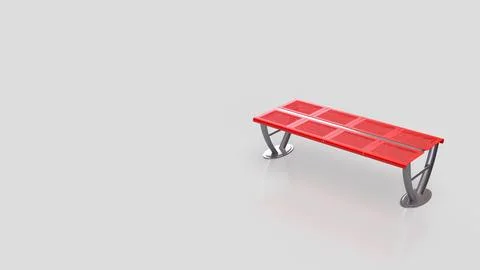 Modern Red Bench With Copy Space 3d render. Stock Photos