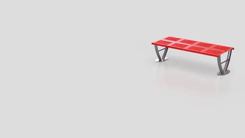 Modern Red Bench With Copy Space 3d render. Stock Photos