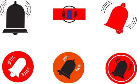 Modern red black notification off mute icons with bell alert symbols for mobile Stock Illustration