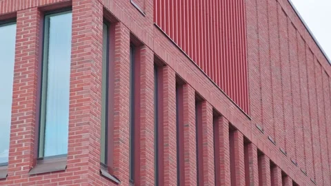 The modern red bricks building in Finland Stock Footage 194537441