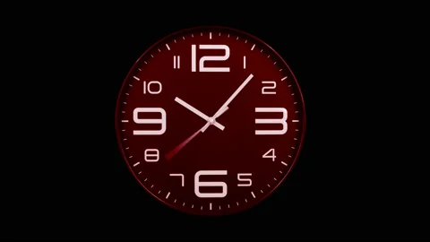 Modern red clock face moving fast forward time lapse Stock Footage 127384759