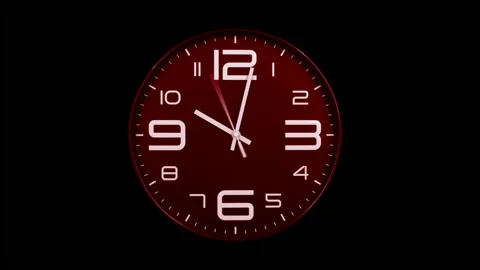 Modern red clock face moving fast forward timelapse Stock Footage 127388029