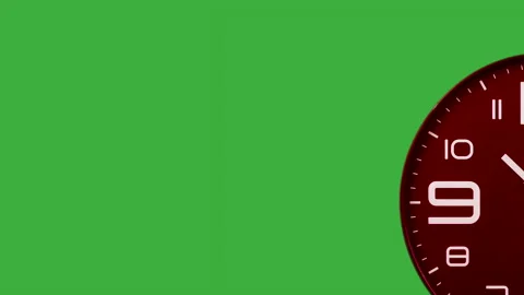 Modern red clock face moving fast forward transition Stock Footage 127468338