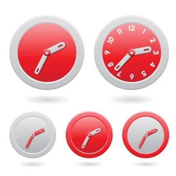 Modern Red Clocks Isolated on White Stock Illustration