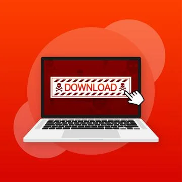 Modern red download web template on light backdrop. Creative design. Web banner Stock Illustration
