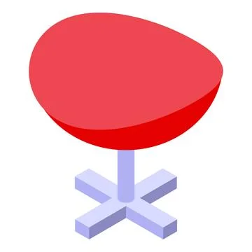 Modern red egg chair rotating on metal support isometric view Stock Illustration