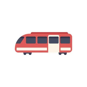 Modern red electric passenger train side view illustration Illustrazione stock