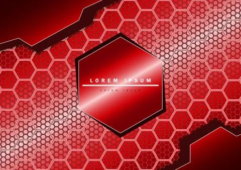 Modern red gradation background with a white honeycomb pattern Stock Illustration