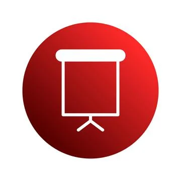 Modern red gradient circle with white presentation board icon for business .. Stock Illustration