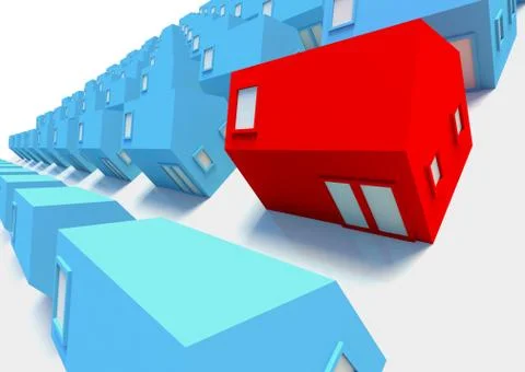 Modern red house in foreground Stock Illustration
