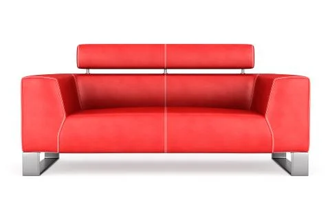 Modern red leather couch isolated on white background Illustrazione stock
