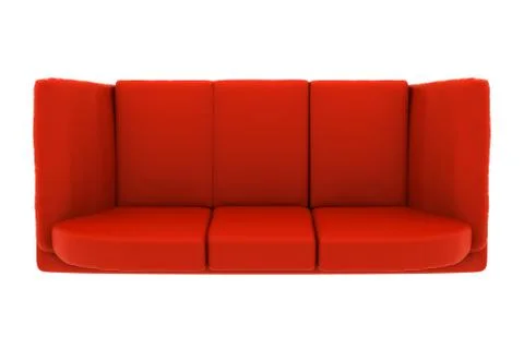 Modern red leather couch isolated on white background. top view Stock Illustration