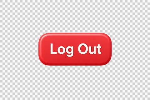 Modern Red Log Out Button Glossy 3D UI Element with White Text on Off White Illustrazione stock