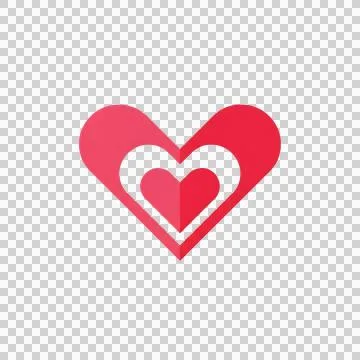 Modern Red Nested Hearts Love and Care Symbol Stock Illustration