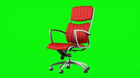 Modern red office chair loop rotate on green chromakey background Stock Footage 22098542