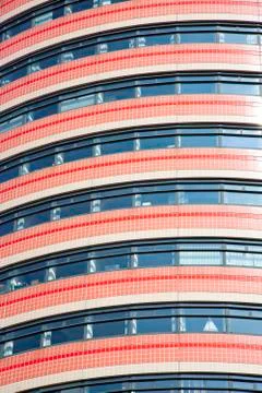 Modern red office with windows Stock Photos