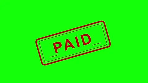 Modern red rectangular paid stamp on green screen 스톡 동영상 327852500