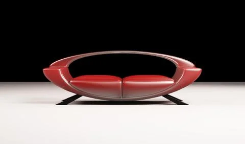 Modern red sofa isolated 3d Stock Illustration