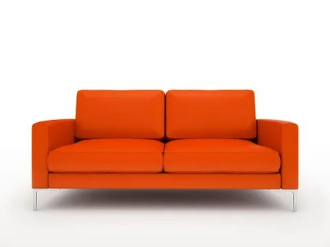 Modern red sofa isolated on white background Stock Illustration