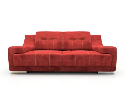 Modern red sofa isolated on white background Stock Illustration