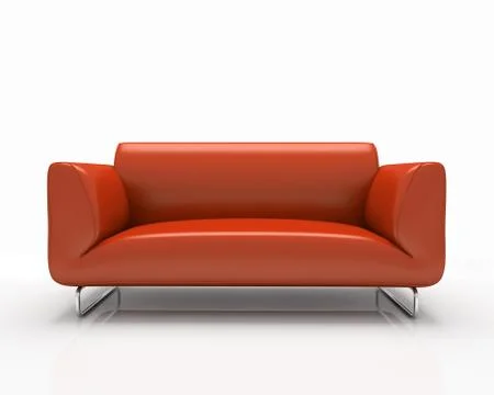 Modern red sofa isolated on white background Stock Illustration