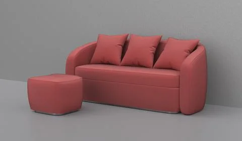 Modern red sofa with ottoman Stock Illustration