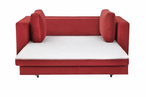 Modern red suede couch sofa  isolated Stock Photos