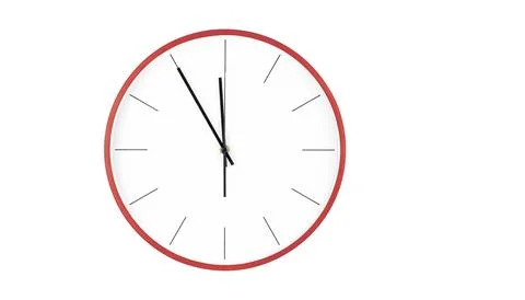 Modern Red wall clock with minimalist design featuring clean white face Stock Photos