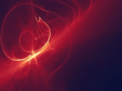 Modern red yellow dynamic flame fractal. Dark blue color background. 動画素材 77303521