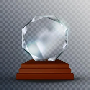 Modern Reflection Blank Glass Trophy Award Vector Stock Illustration