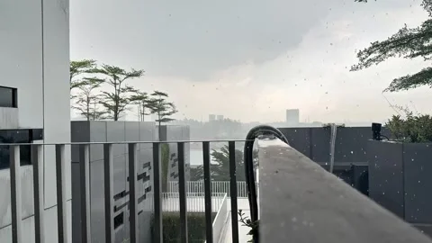 Modern Reflections from the Balcony Stock Footage 312888252