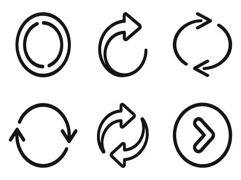 Modern Refresh and Navigation Arrow Icons Outline Vector Collection イラスト素材