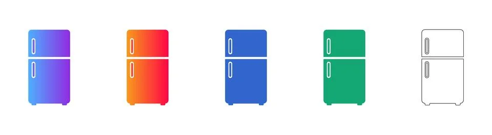 Modern Refrigerator Icon Set in Gradient and Line Art Styles Stock-Illustration