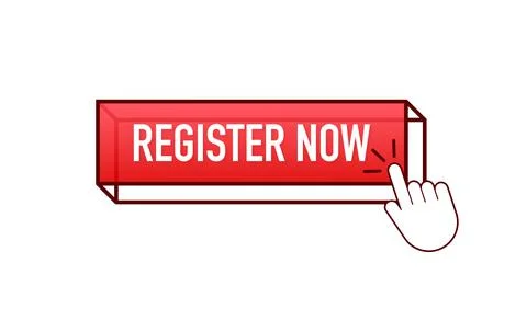 Modern register now button, great design for any purposes. Banner vector. Web Illustrazione stock