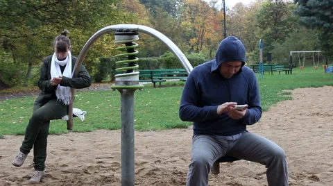 Modern relationship in a shadow of smartphones 2 Video stock 45592052