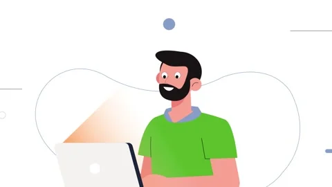 Modern Remote Professional Working on Laptop Illustration Stock Footage 333328750
