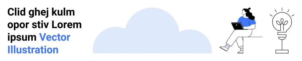 Modern Remote Work Concept with Cloud Storage and Creative Thinking 스톡 일러스트