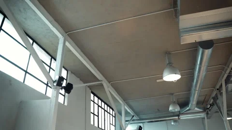 Modern renovated building interior with installed ventilation system and Stock-Footage 250484516