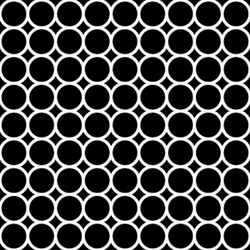 Modern repeating seamless pattern of repeat round shapes. Black and white cir Stock Illustration
