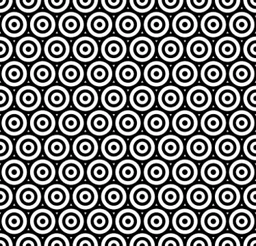 Modern repeating seamless pattern of repeat round shapes. Black and white cir Stock Illustration